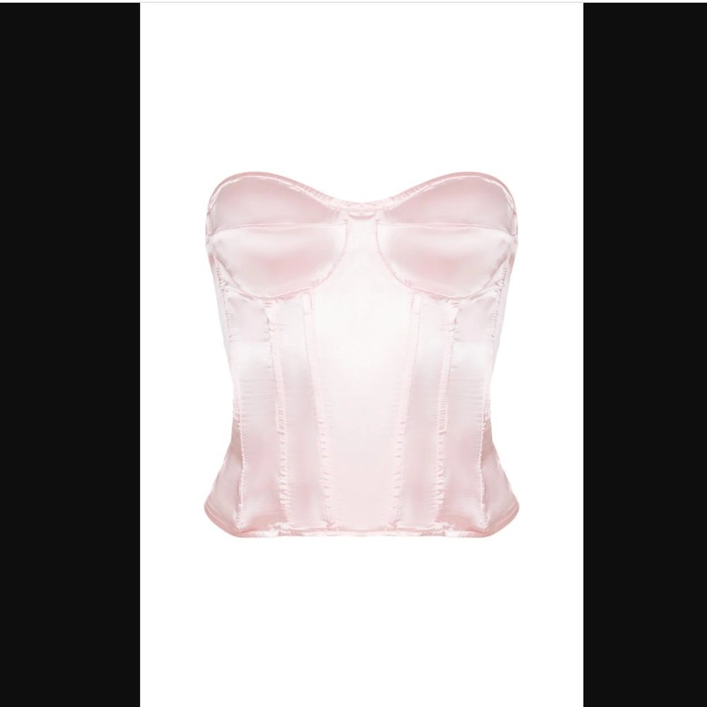PrettyLittleThing - PASTEL PINK SATIN CORSET